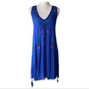 Free People Blue Embroidered Dress
